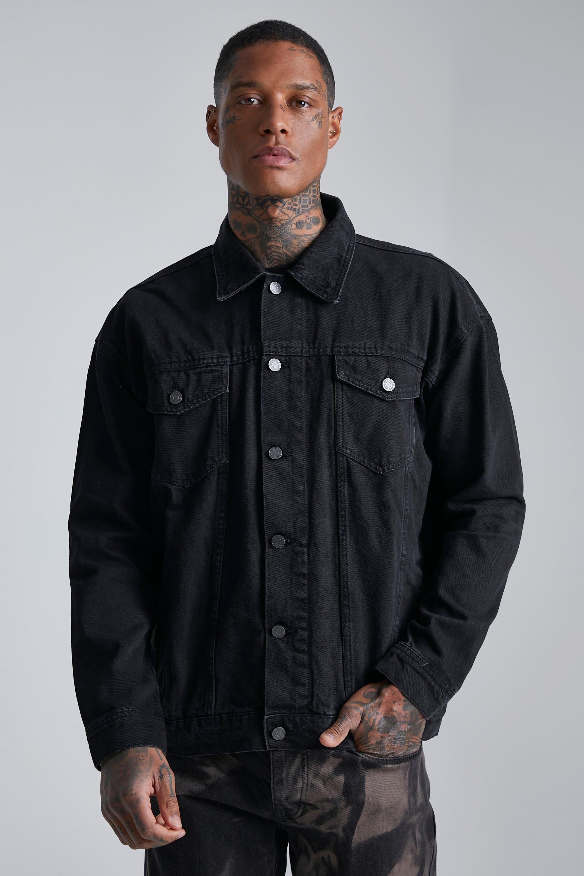 Boohooman black best sale denim jacket